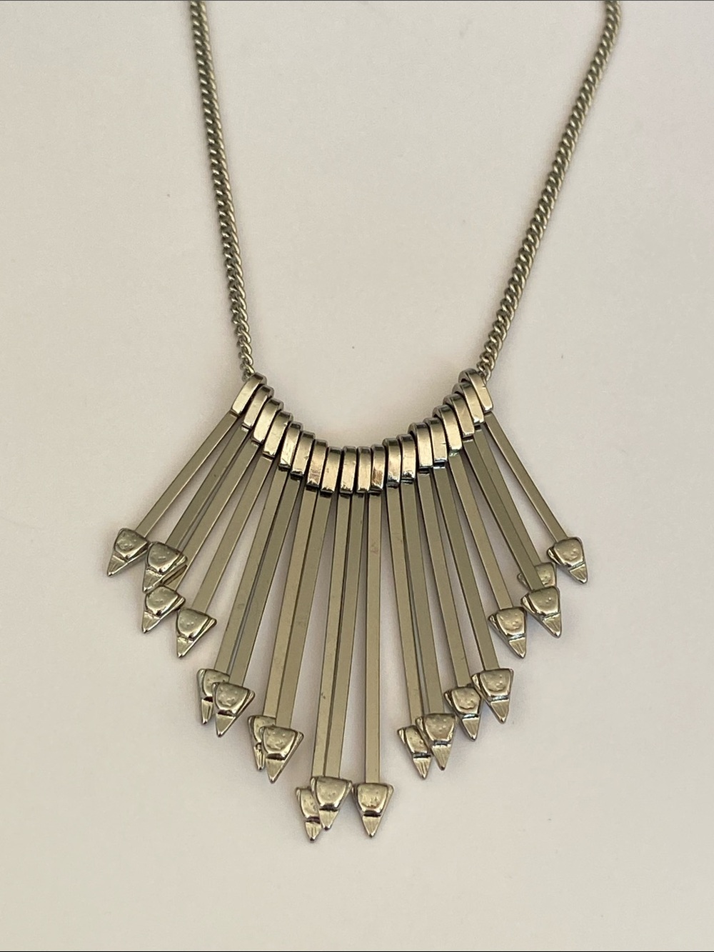 Silver Fringe Statement Necklace